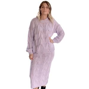 Aria Folley Cable Knit Set Jumper + Midi Skirt